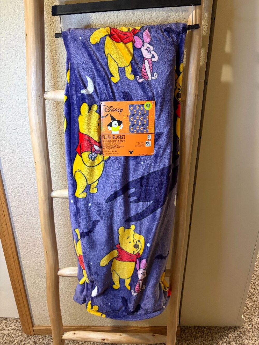 Disney Winnie the Pooh Halloween Plush Throw Blanket 50x70 NWT